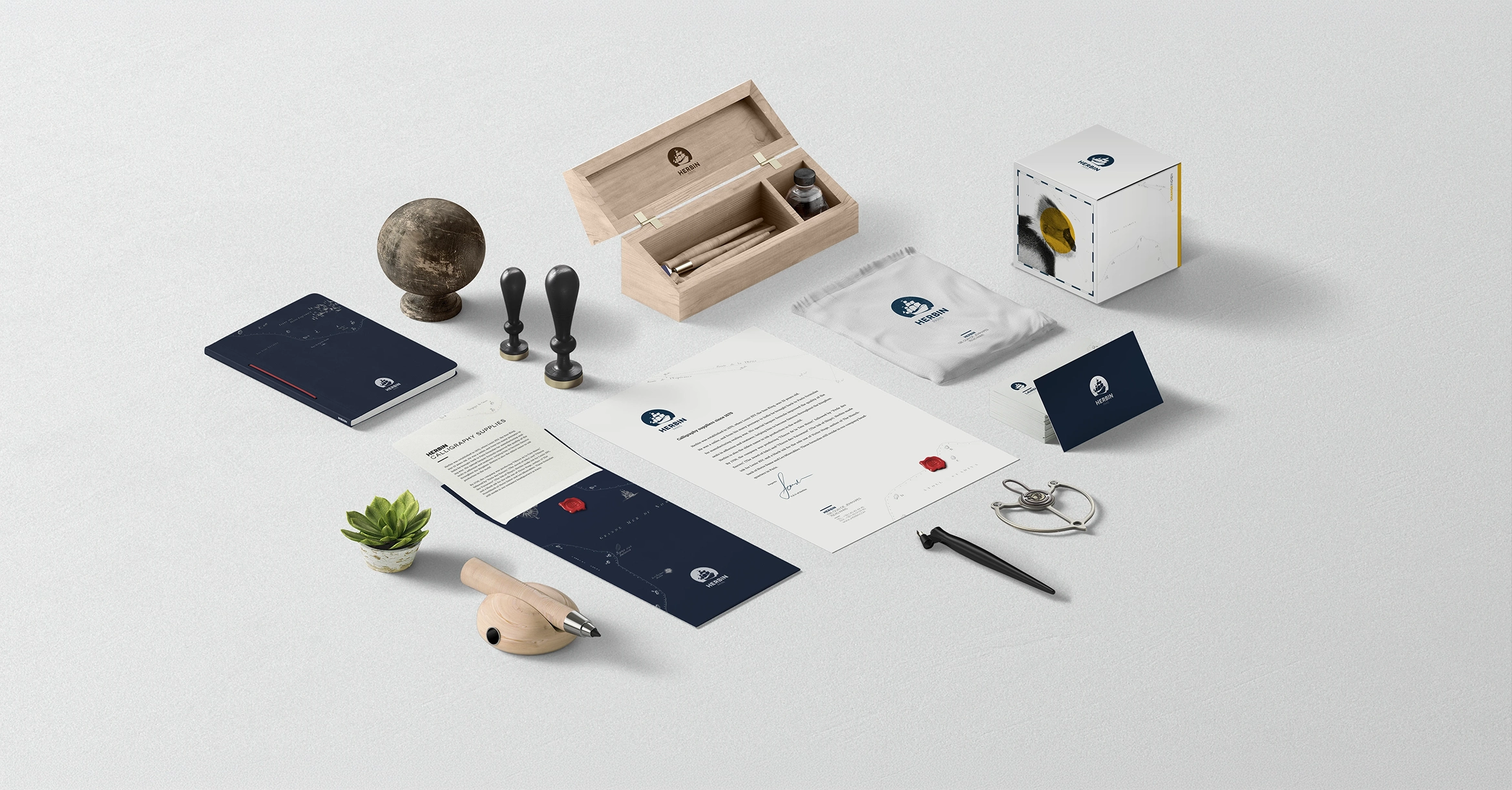Herbin, papeterie, cachets et coffret à la nouvelle identité