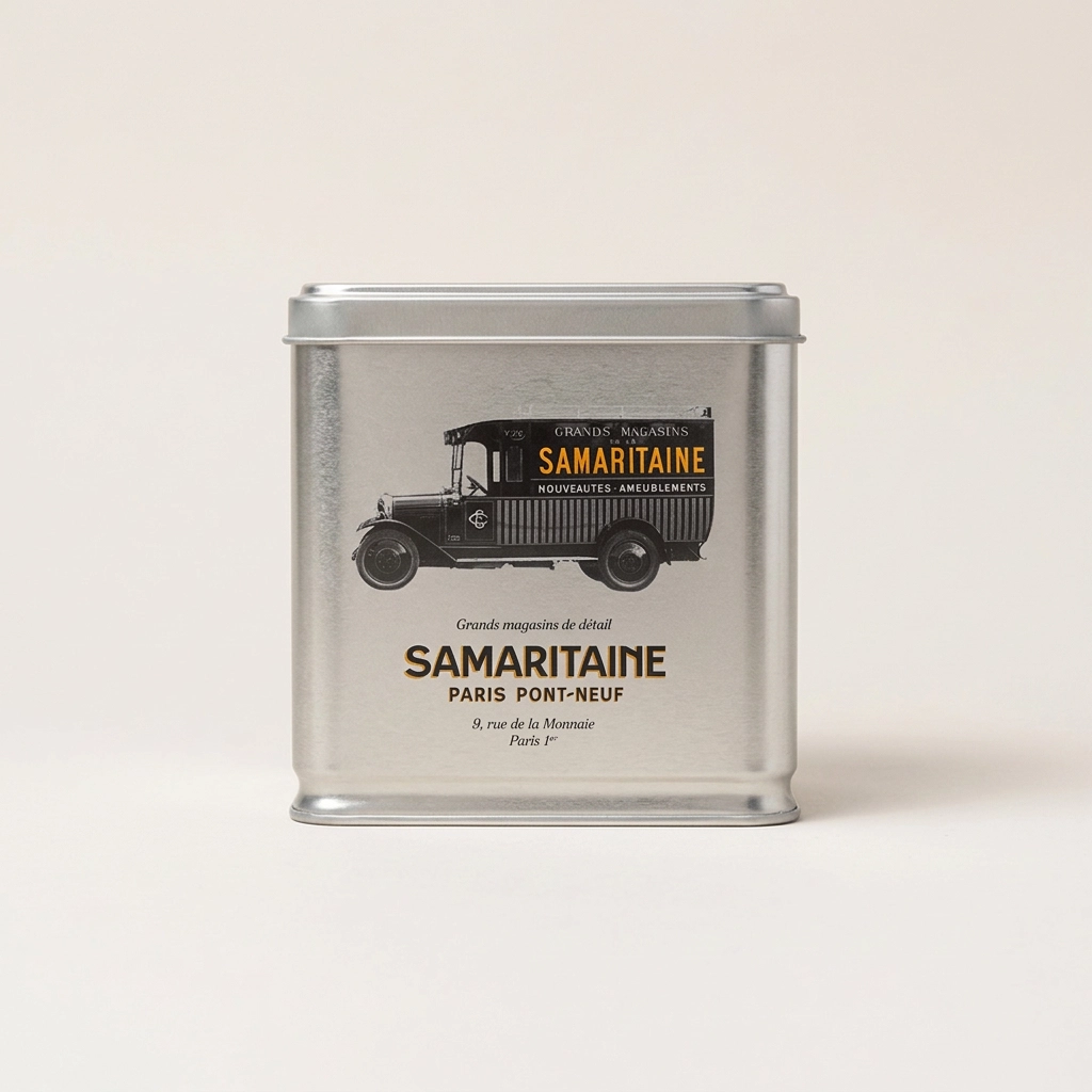Samaritaine, boîte en métal au cachet du magasin