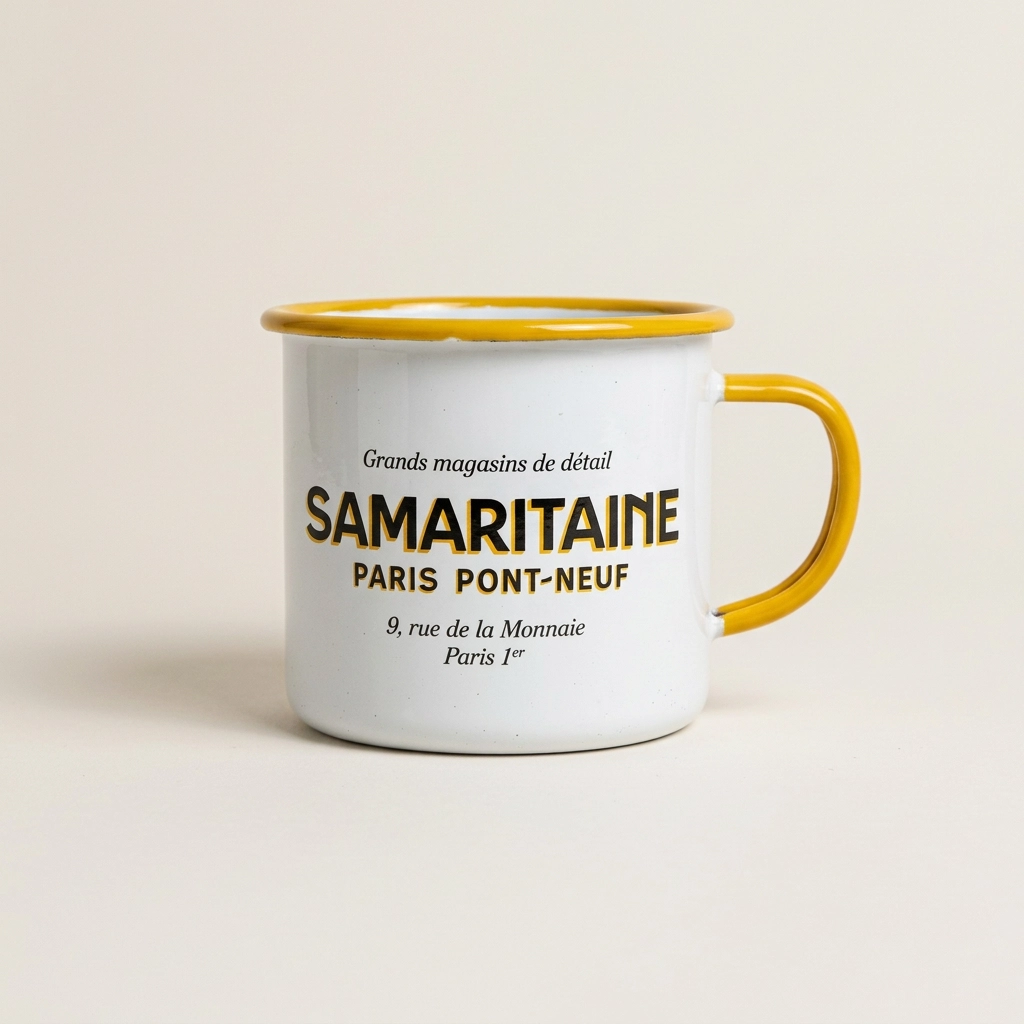 Samaritaine, mug émaillé au cachet du magasin