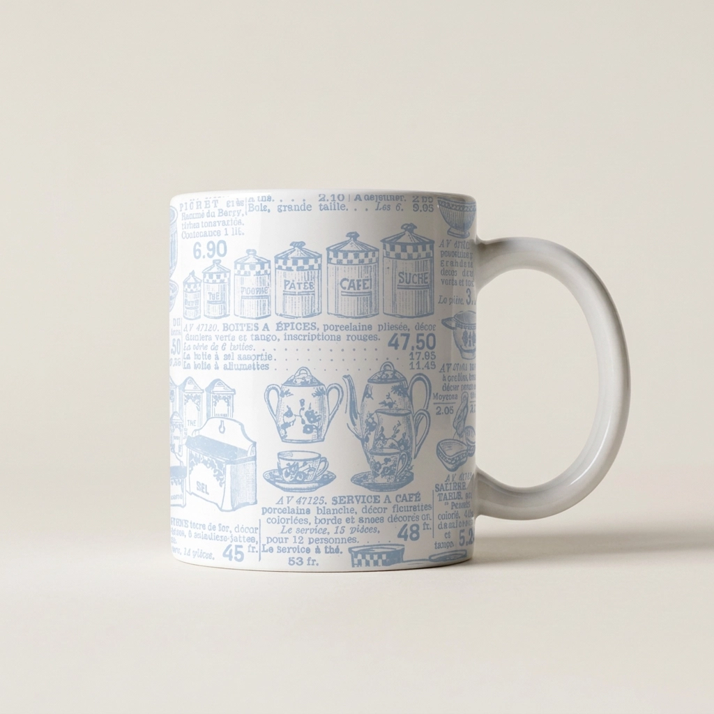 Samaritaine, mug en porcelaine aux gravures d’archives